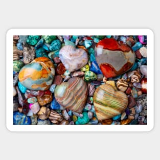 Five Stone Hearts On Pile Of Polished Stones Sticker